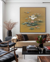 Square Brown Lotus Artwork for Living Room | Modern Decor | ArtExplore