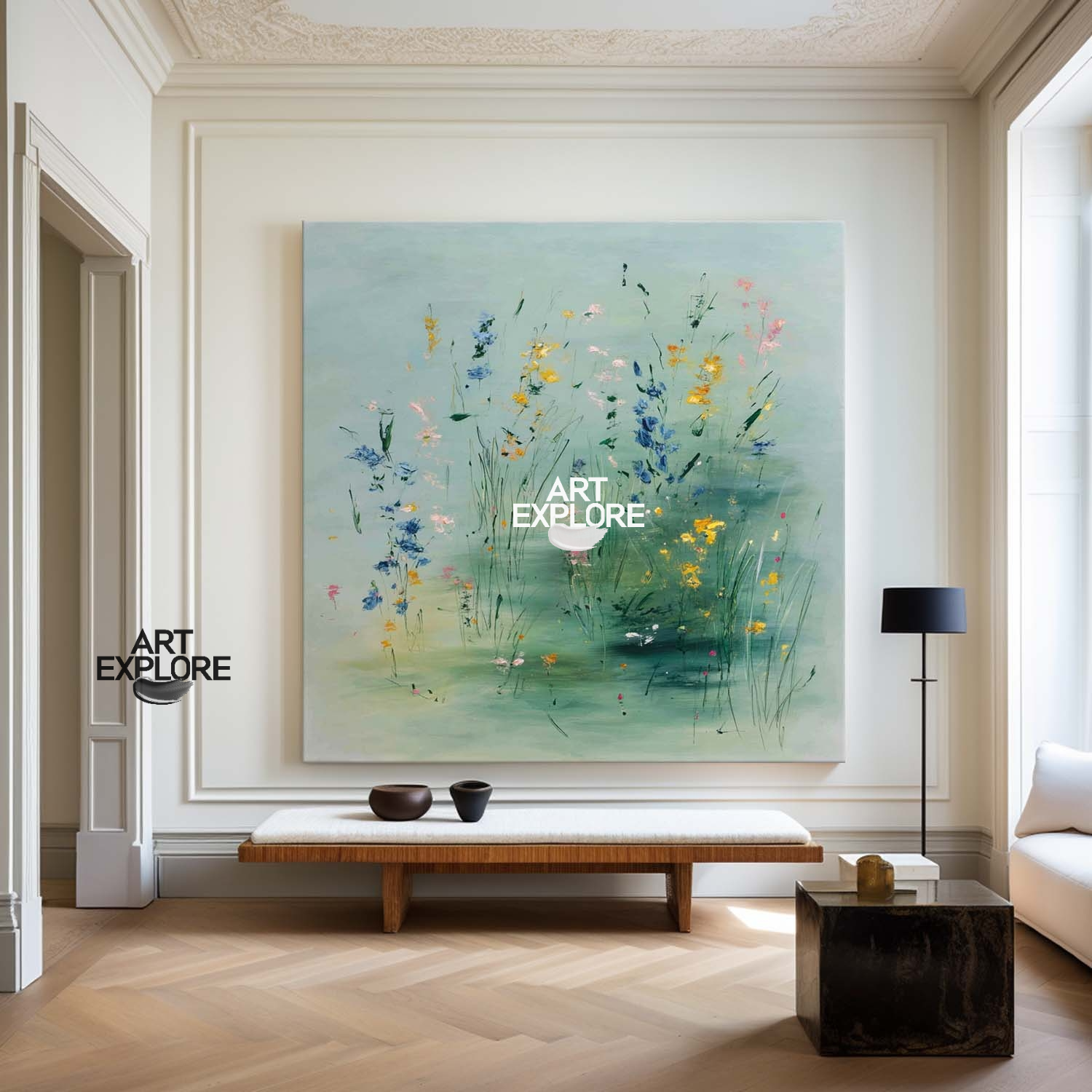 Square Floral Abstract Painting for Modern Home Decor | ArtExplore