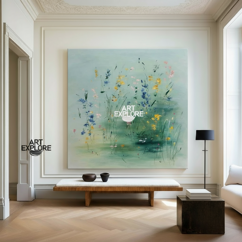 Square Floral Abstract Painting for Modern Home Decor | ArtExplore
