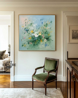 Square Green Textured Painting for Modern Interiors | ArtExplore