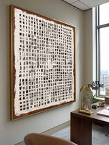 Square Handmade Texture Oil Painting in Black & White – Modern Wabi-Sabi – ArtExplore