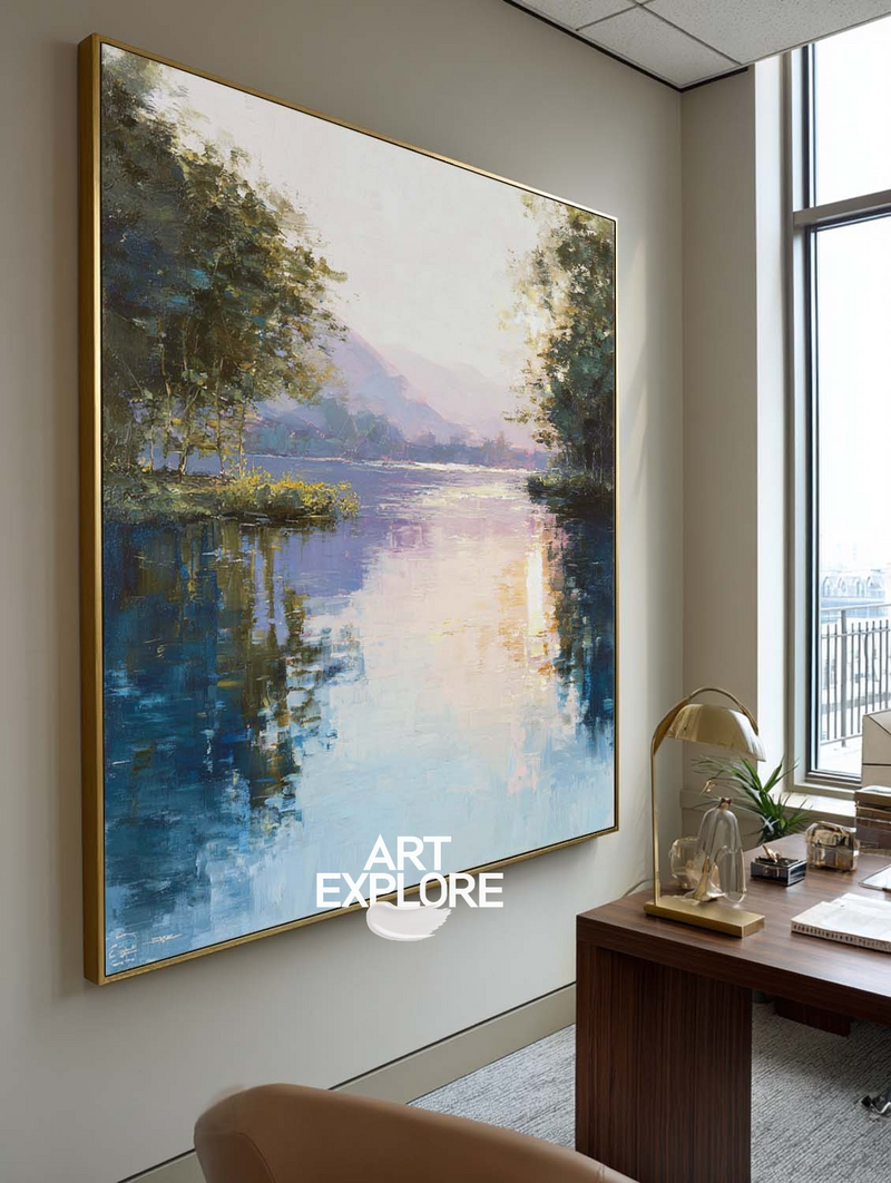 Square Lake View Canvas Wall Art for Living Room or Office – ArtExplore