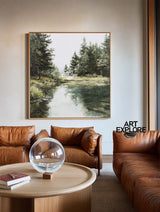 Square Scenic Lake Painting – Nature-Inspired Artwork for Large Spaces | ArtExplore