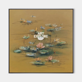 Square Wabi-Sabi Lotus Canvas | Office & Living Room Decor | ArtExplore