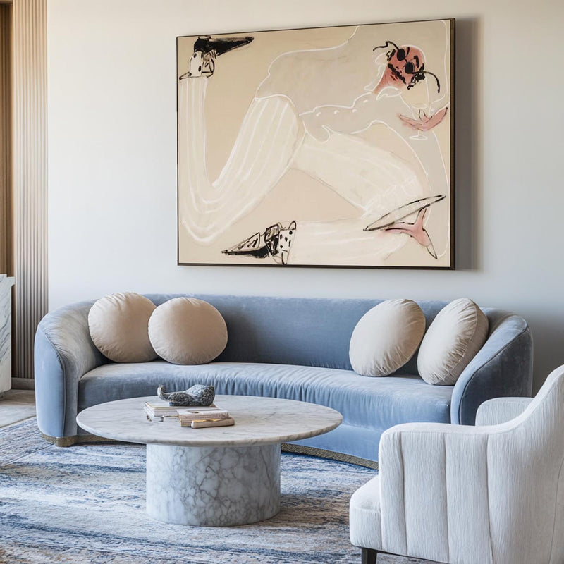 Statement Beige Artwork on Canvas – Handmade Wall Decor Horizontal | ArtExplore