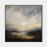 Sunset Lake View Textured Painting | Large Minimalist Wall Art | ArtExplore