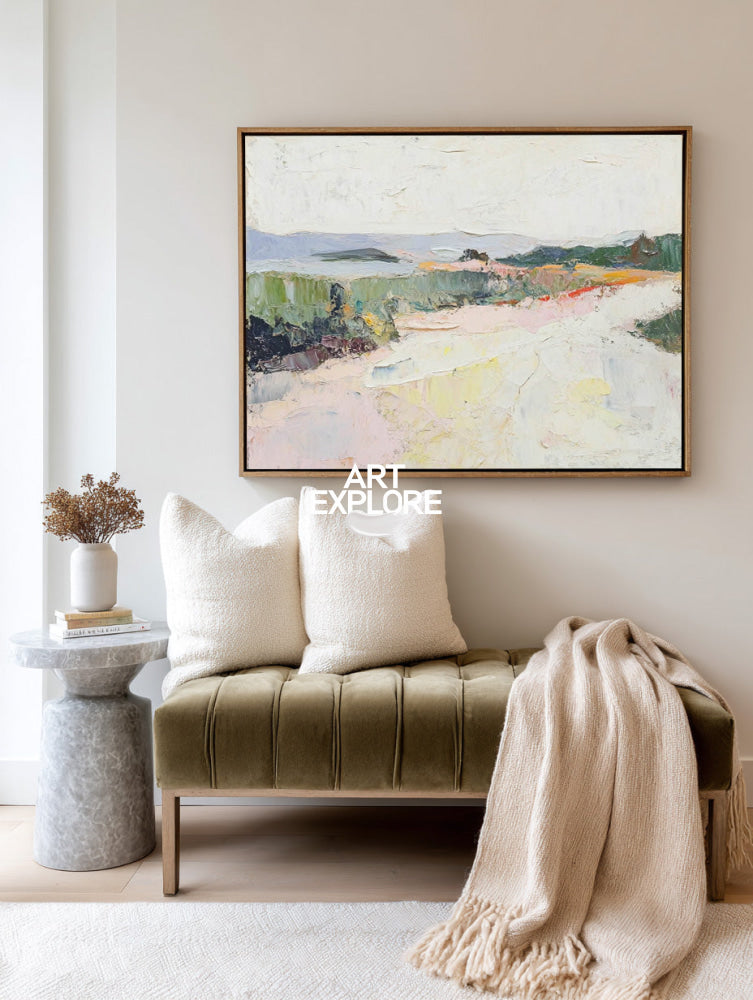 Tactile Abstract Horizon Art Ready to Hang Large Textured Painting