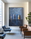 Textured Blue Abstract Canvas Art – Contemporary Large Painting for Living Room, Bedroom, or Dining Area