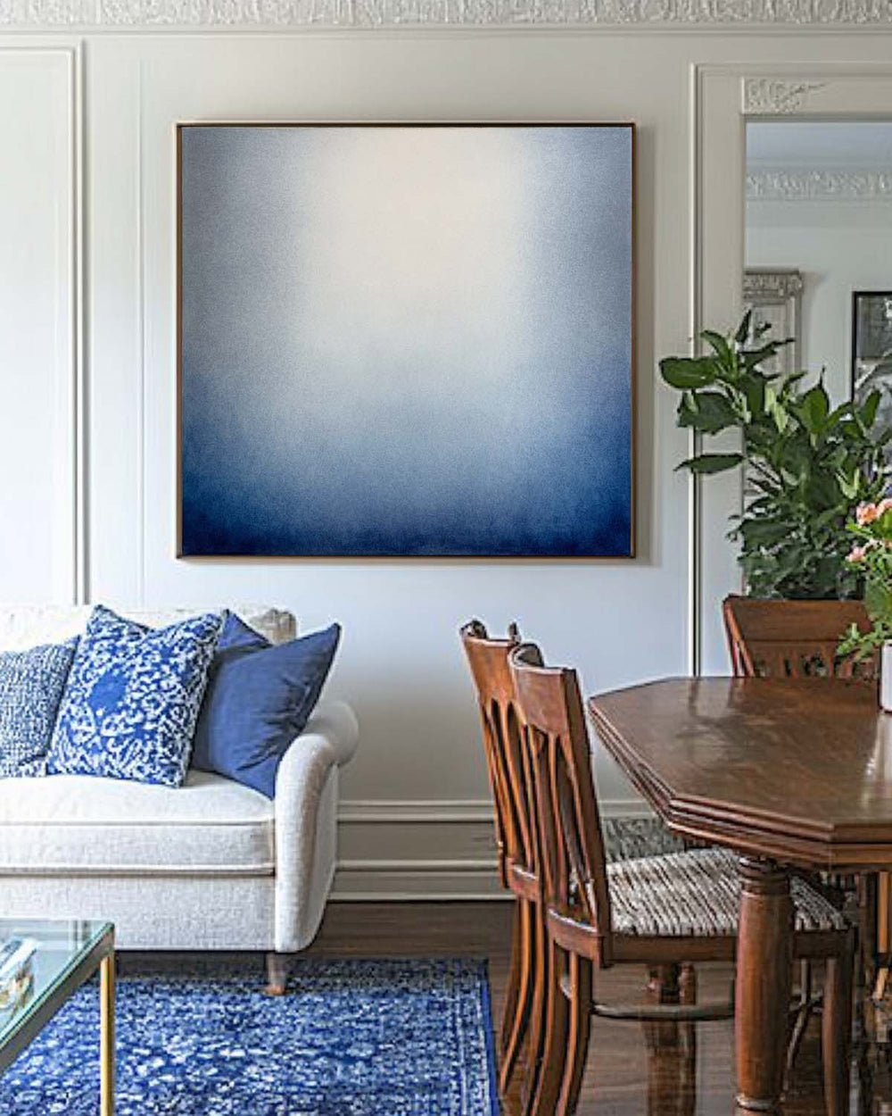 Textured Blue Gradient Square Wall Art | Modern Dining Room Décor | ArtExplore