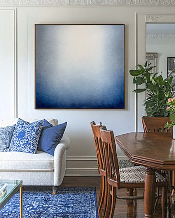 Textured Blue Gradient Square Wall Art | Modern Dining Room Décor | ArtExplore