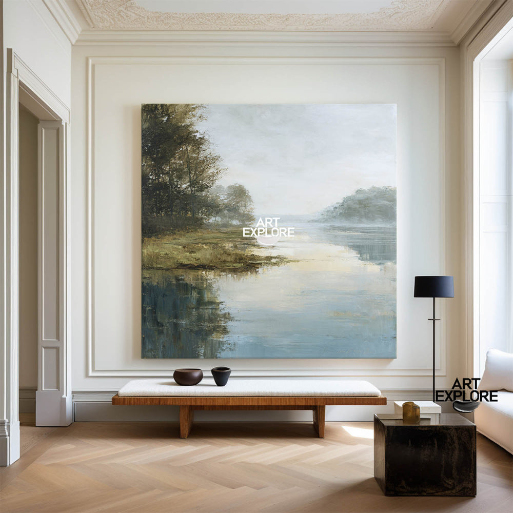 Textured Blue Scenery Artwork for Large Spaces | Framed Canvas by ArtExplore