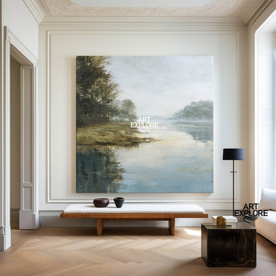 Textured Blue Scenery Artwork for Large Spaces | Framed Canvas by ArtExplore