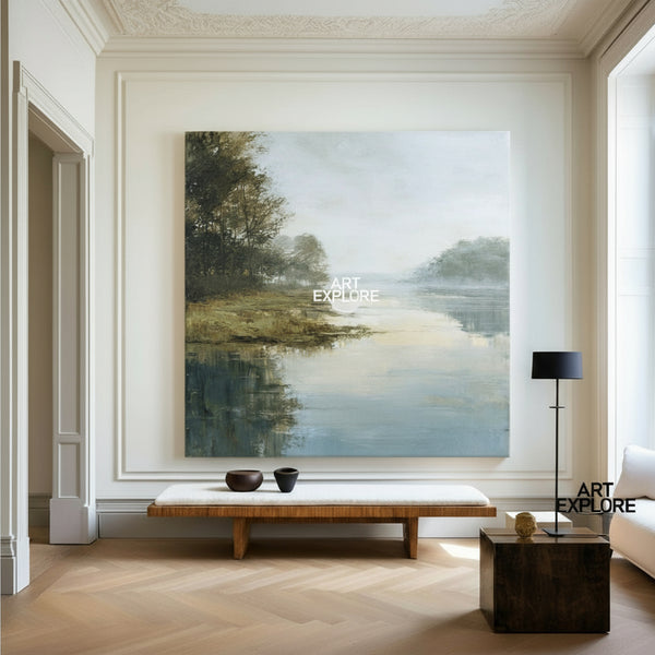 Textured Blue Scenery Artwork for Large Spaces | Framed Canvas by ArtExplore