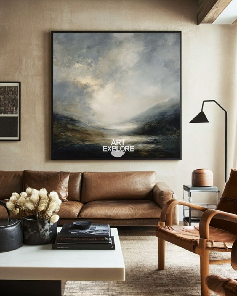 Textured Dawn Lake Wall Art | Modern Minimalist Landscape Canvas Art