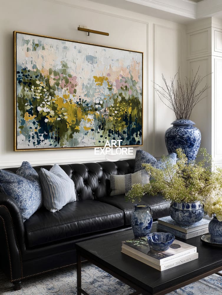 Textured Green Abstract Wall Art, Minimalist Modern Home Decor | ArtExplore