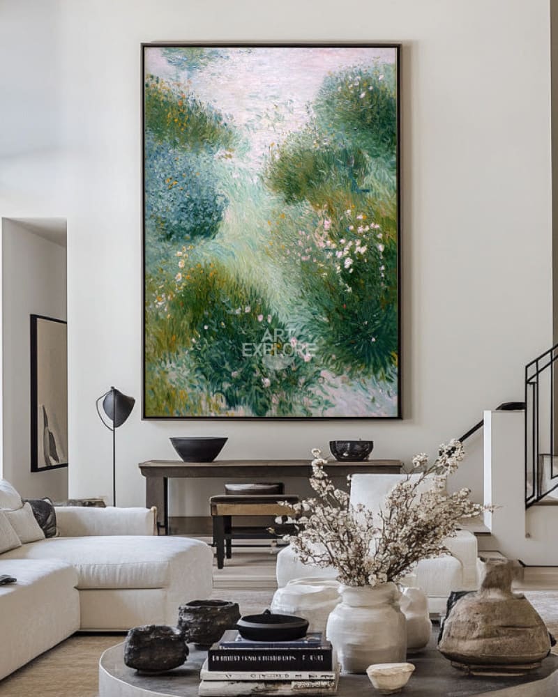 Textured Green Landscape Canvas | Handmade Nature Painting for Large Spaces | ArtExplore