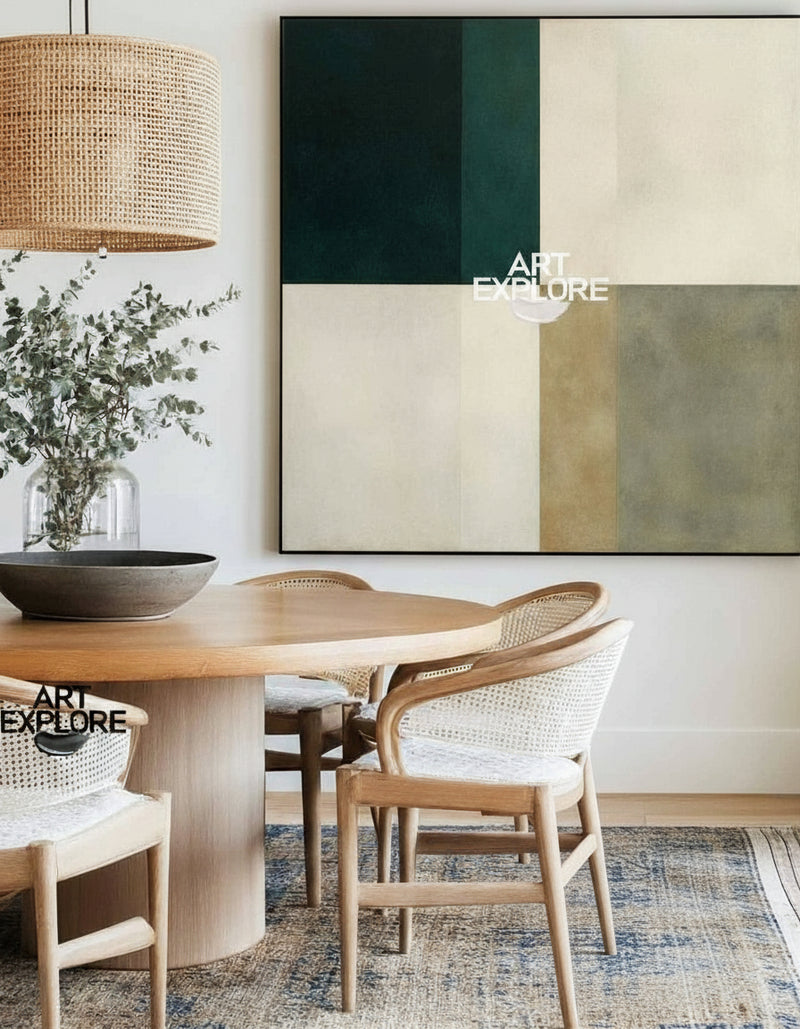 Textured Handmade Green Beige Wall Art for Modern Interiors – ArtExplore