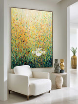 Textured Harvest: Hand-Painted Abstract Wheat Straw Painting