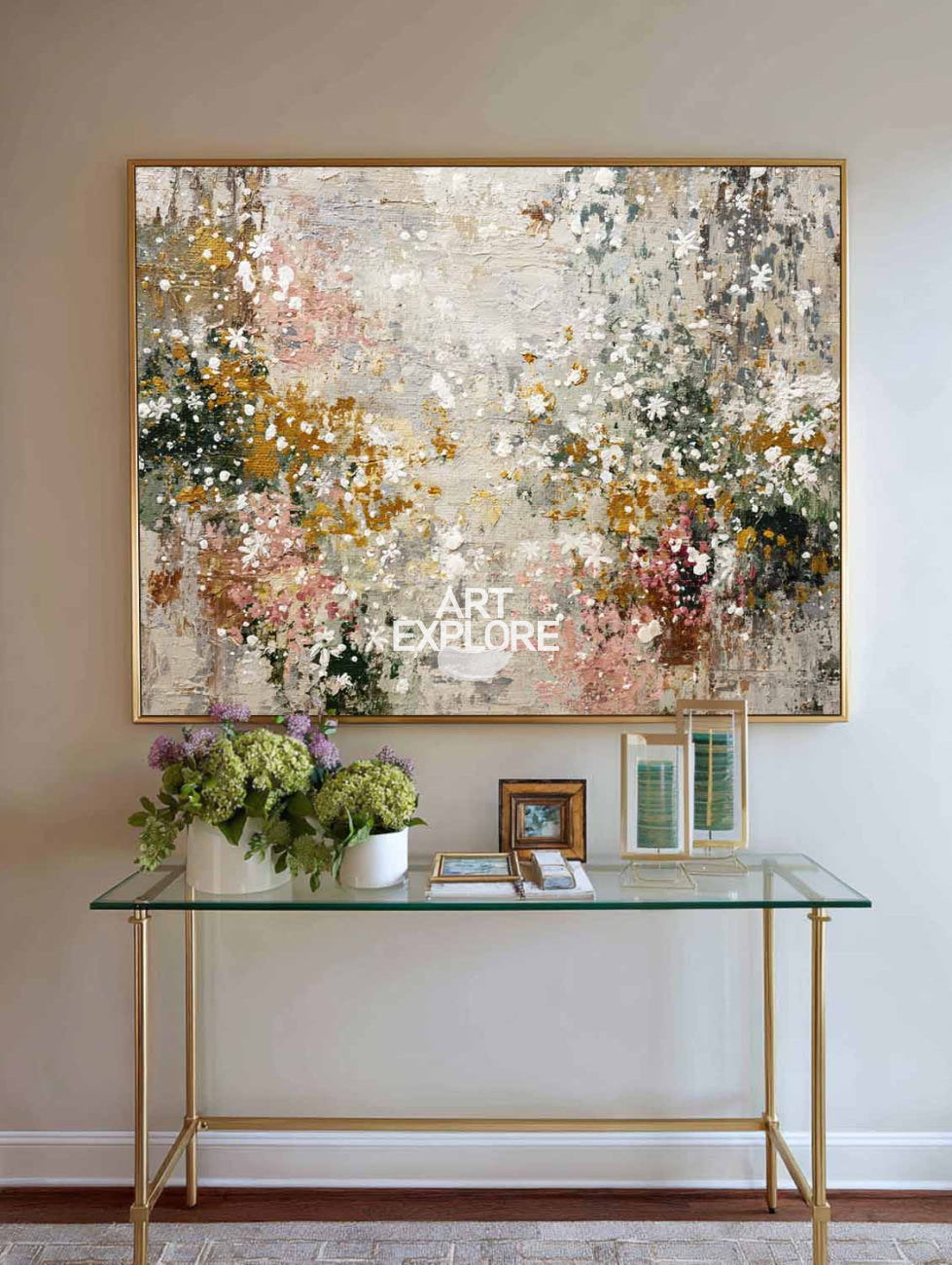Textured Large Beige Abstract Wall Art Handmade Oil Canvas Wei Pen | ArtExplore