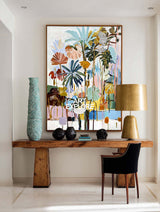 Textured Large Scale Palm Painting Hand-Drawn Luxury Home Decor