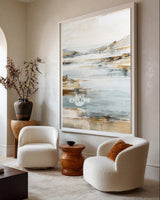 Textured Minimalist Lake Landscape Art Large Space Home Decor ArtExplore