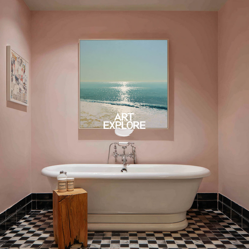 Textured Ocean Painting, Large Square Canvas for Wall Decor – ArtExplore