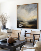 Textured Sunset Lake Painting | Large Modern Landscape Canvas Wall Decor | Artexplore