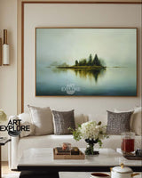 Tranquil Blue Reflection Artwork | Large Minimalist Lake Canvas ArtExplore