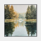 Tranquil Forest Lake Landscape Oil Painting – Large Square Wall Art | ArtExplore