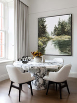 Tranquil Forest Reflection Painting – Square Canvas for Home Decor | ArtExplore