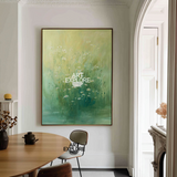 Tranquil Lotus Meadow Painting – Handmade Green Wall Art for Bedroom or Office – ArtExplore