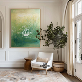 Tranquil Meadow Landscape Painting – Handmade Green Vertical Art for Living Room | ArtExplore