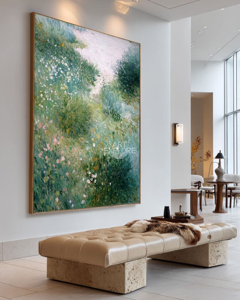 Vertical Garden Landscape Oil Painting | Handmade Green Wall Art ...