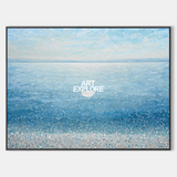 Tranquil Sea Oil Painting Blue Horizon Coastal Wall Art | ArtExplore Handmade