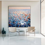 Urban Contemporary Blue Horizon Painting - Ready to Hang Art