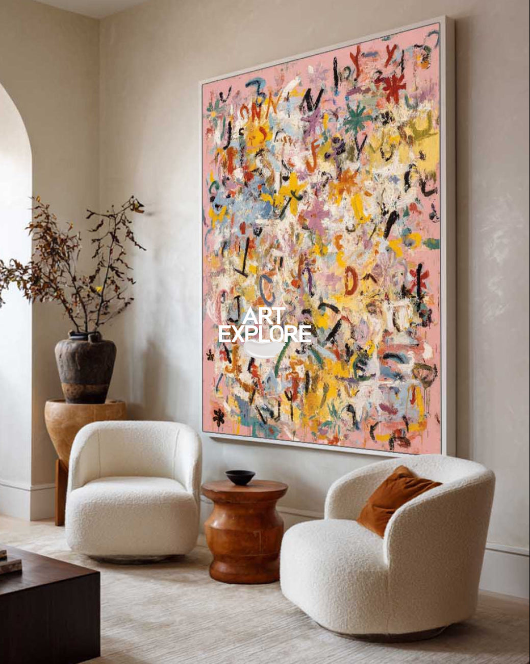 Urban Wildflowers - Textured Abstract Lettering Art for Large Spaces