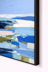 Vertical Blue Abstract Wall Art, Contemporary Textured Oil – ArtExplore