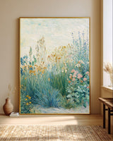 Vertical Botanical Garden Oil Painting | Minimalist Home Art | ArtExplore