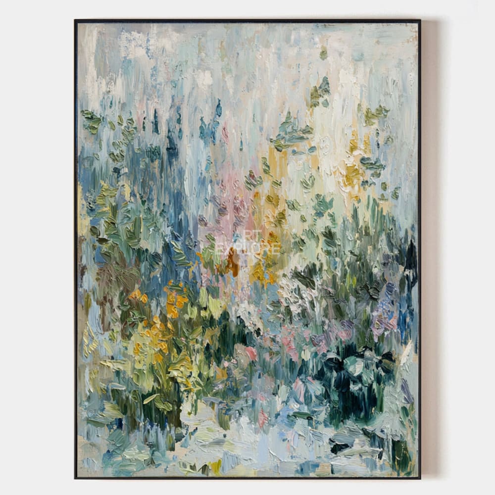 Vertical Floral Landscape Oil Painting | Handmade Modern Wall Art | ArtExplore