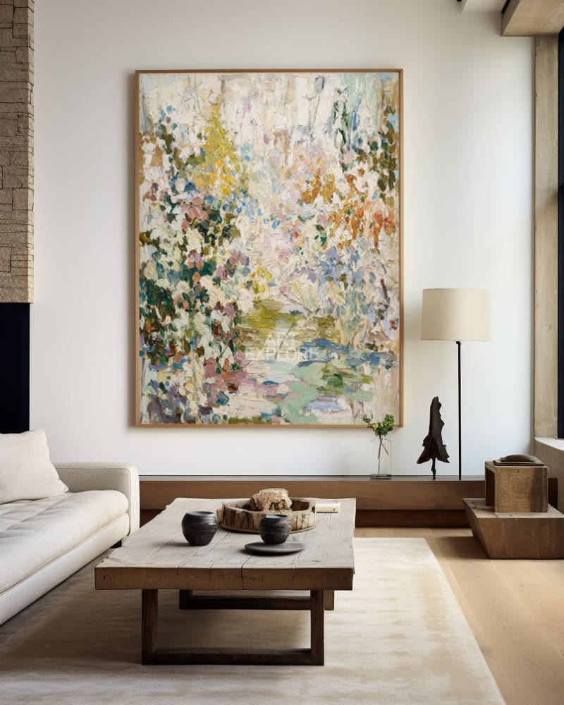 Vertical Garden Bloom Oil Painting | Large Textured Canvas | ArtExplore