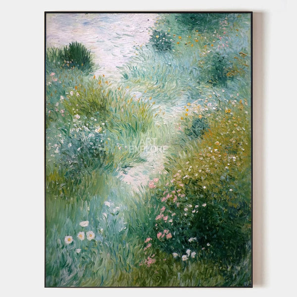 Vertical Garden Landscape Oil Painting | Handmade Green Wall Art | ArtExplore