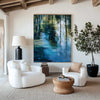 Vertical Green Landscape Reflection Painting – Handmade Oil on Canvas Wall Art | ArtExplore