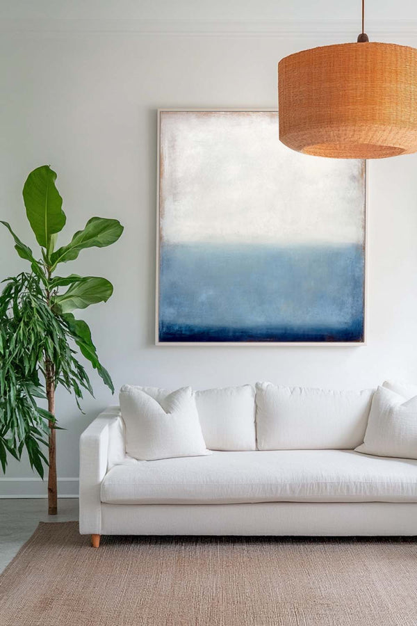 Vertical Handmade Oil Painting in Blue Tones – Perfect for Hallways, Hotels, Living Rooms – ArtExplore