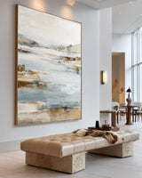 Vertical Lake View Textured Landscape Painting Large Space Decor ArtExplore