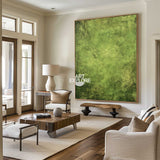 Vertical Textured Green Abstract Painting, Large Living Room Wall Art | ArtExplore