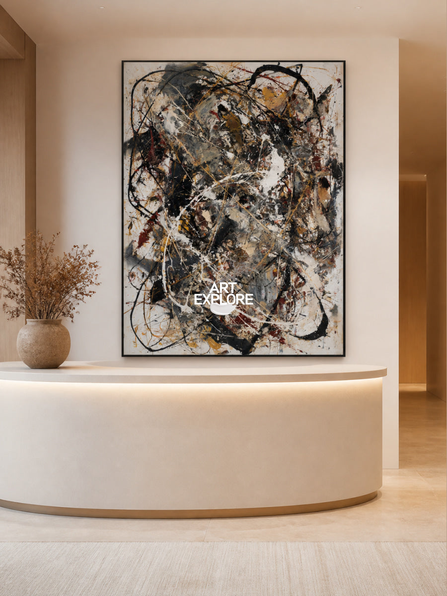 Expressionist Abstract Art With Textured Lines And Earthy Colors