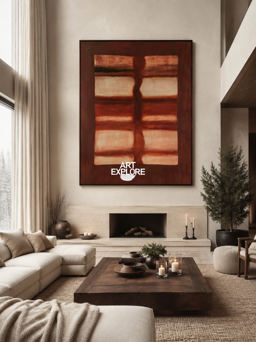 Abstract Red And Beige Minimalist Canvas Painting Hand-Painted Wall Art