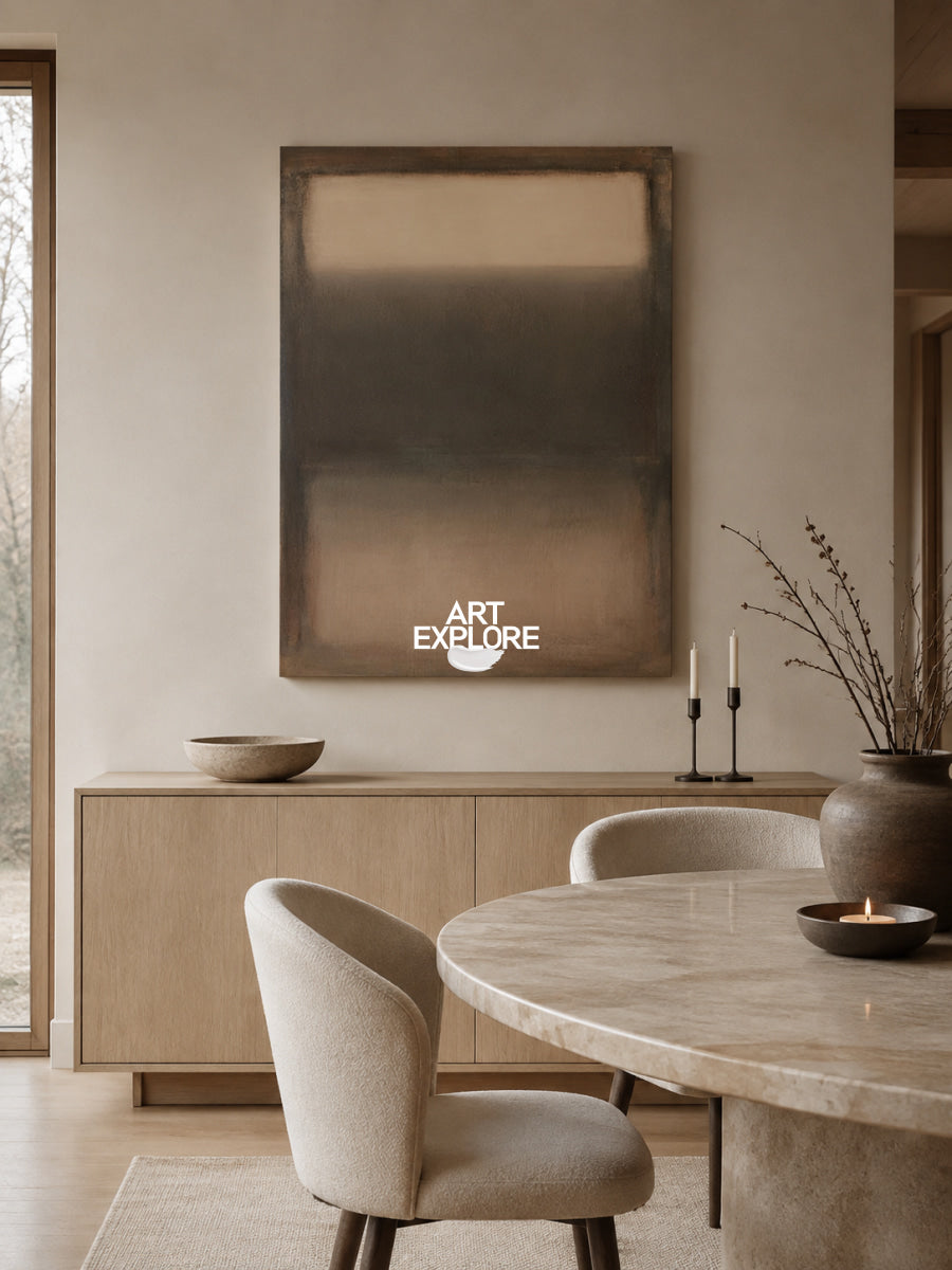 Abstract Brown And Black Minimalist Canvas Painting Original Hand-Painted Wall Art