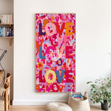 Vibrant Abstract Love Painting - Large Long Vertical Wall Decor | ArtExplore