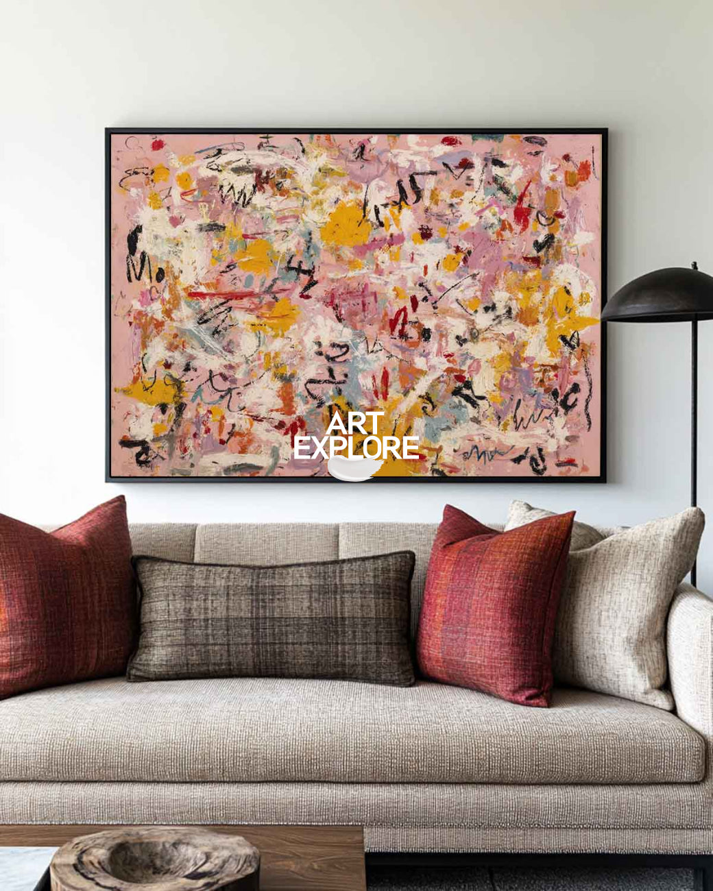 Vibrant Living Room Focal Point - Hand-Painted Modern Canvas Art